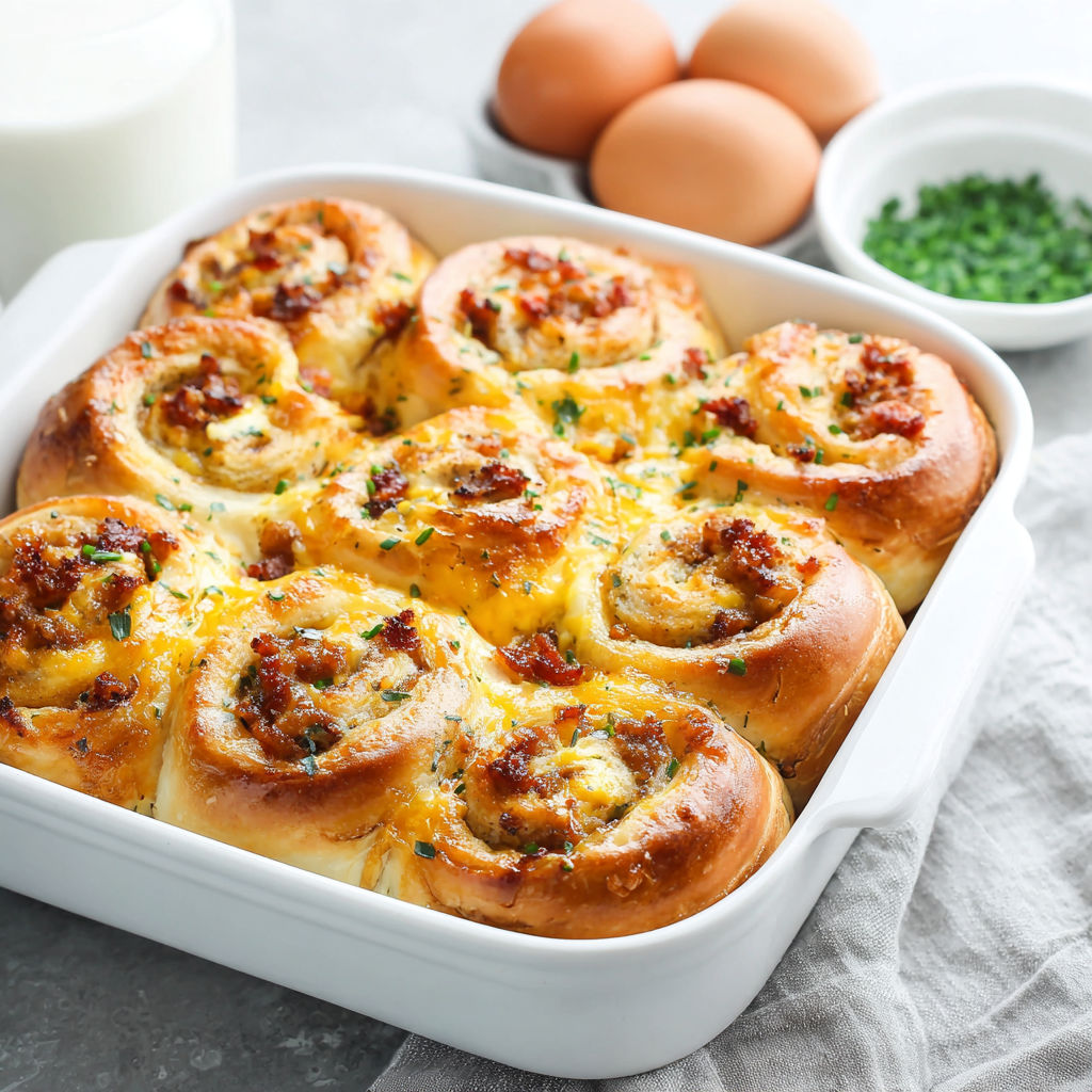 A white bowl filled with French onion breakfast rolls.