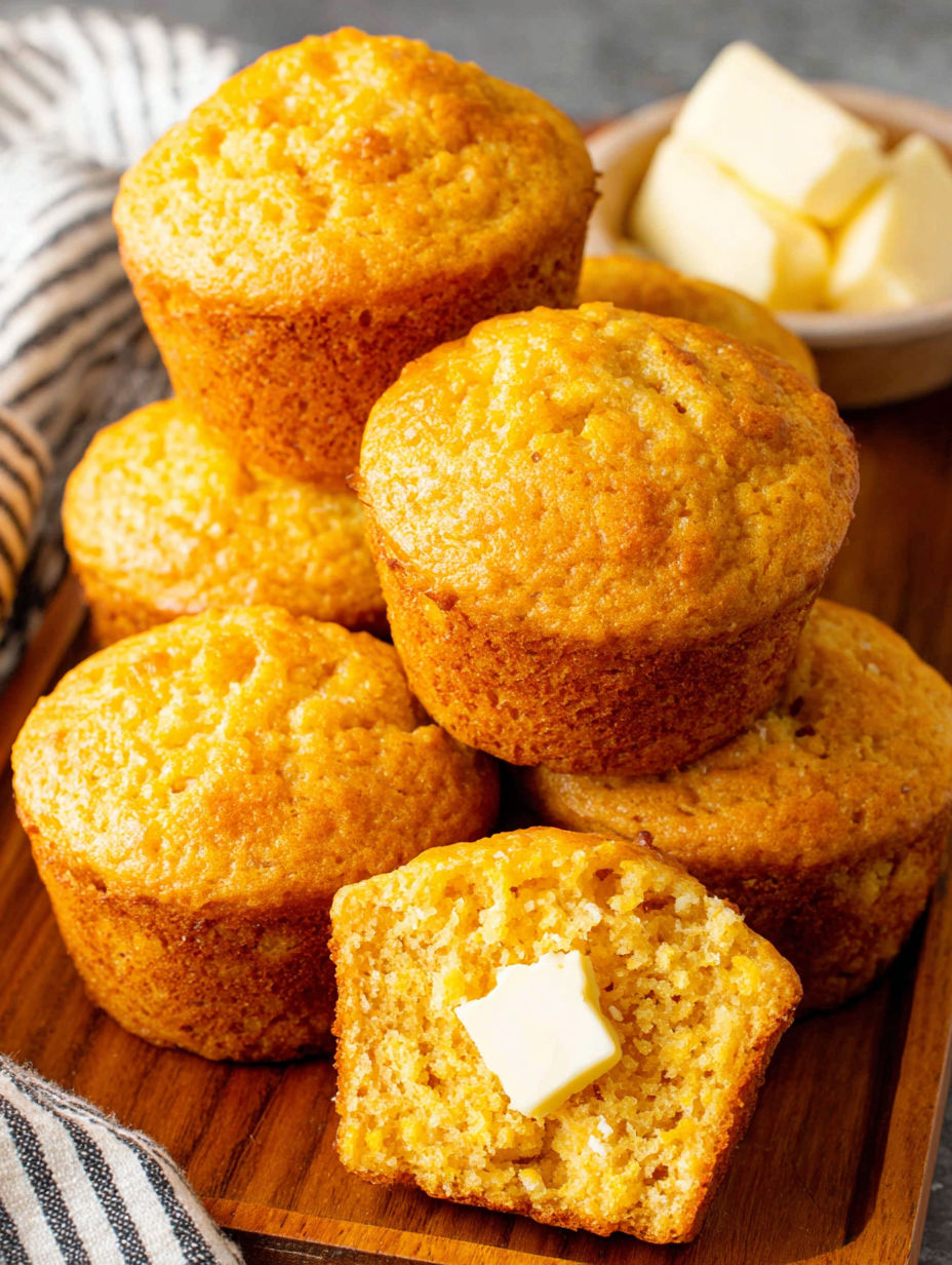 A stack of muffins with butter on top.