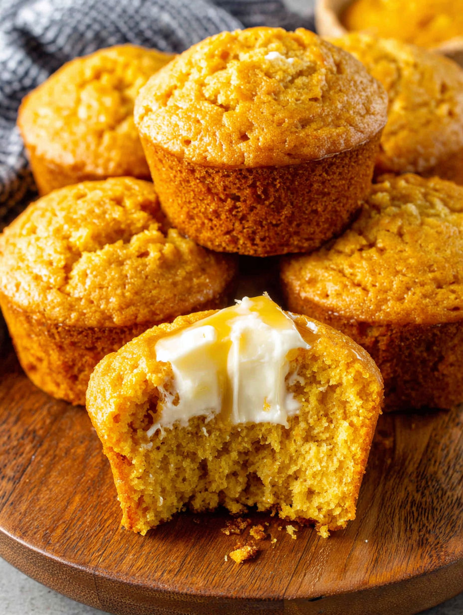 A stack of muffins with butter on top.
