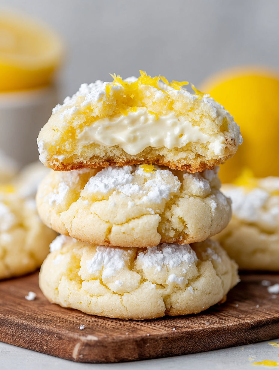 Lemon cookies with creamy cheesecake flavor.