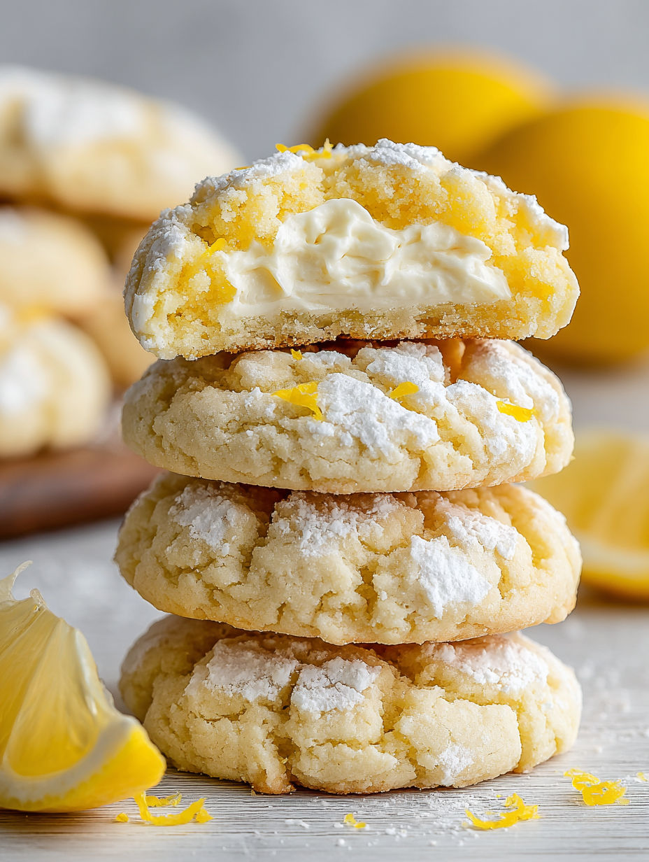 Lemon cookies with creamy cheesecake flavor.