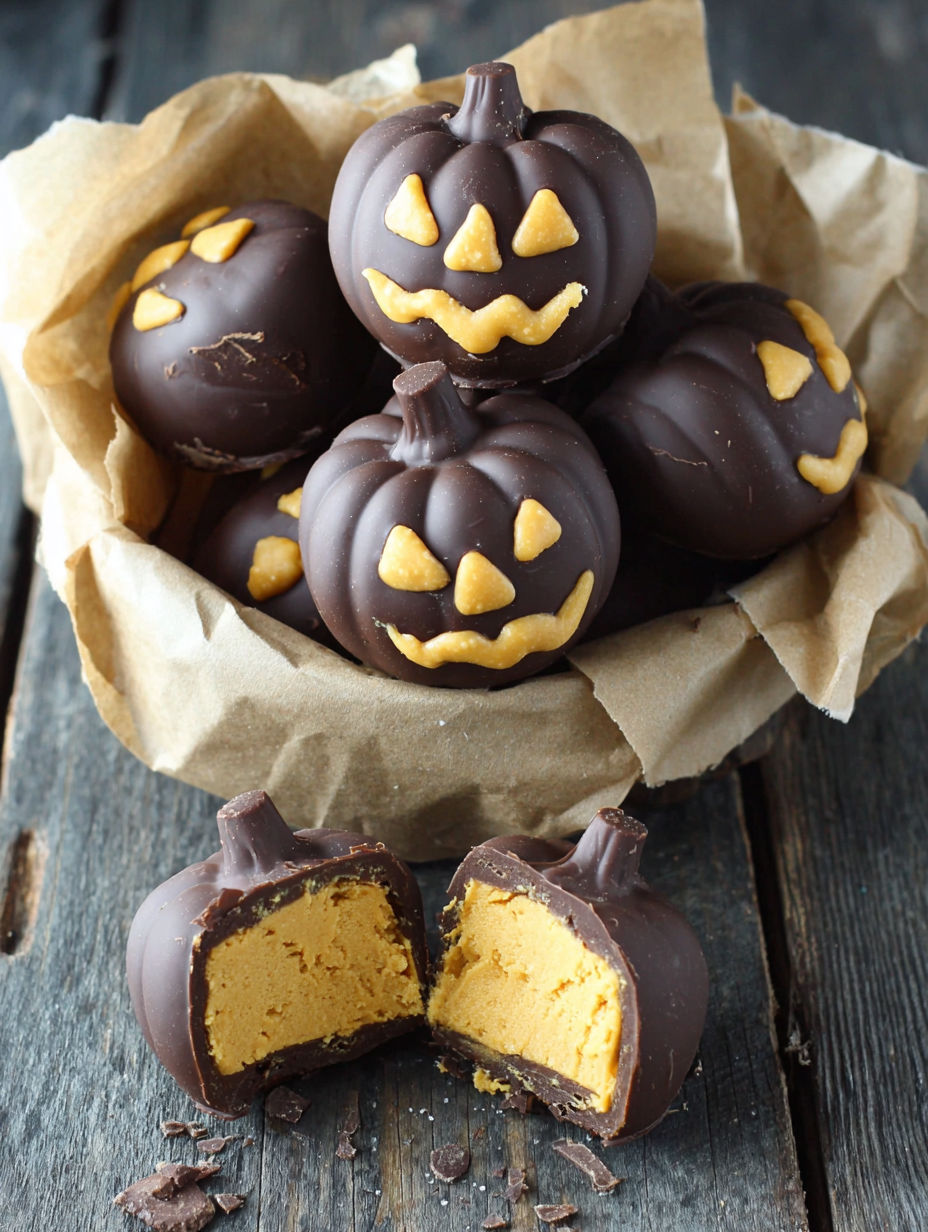 Chocolate peanut butter pumpkin candies.