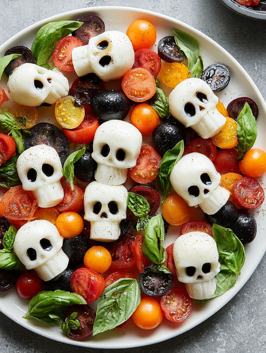 A plate of food with skulls on it.
