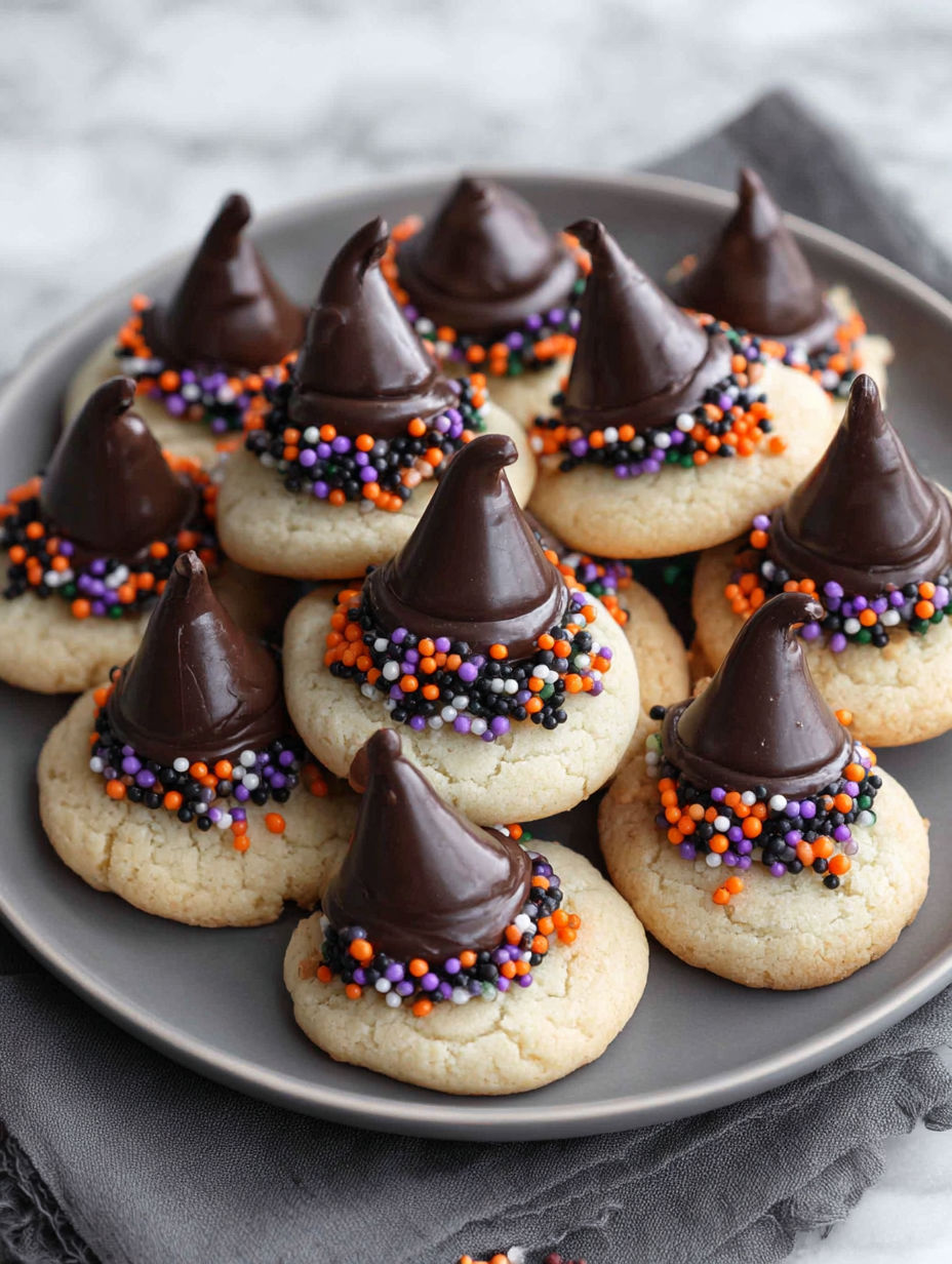 A plate of Halloween cookies with chocolate and orange frosting.