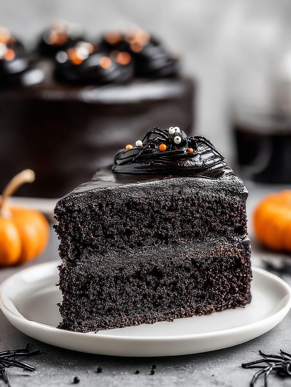 A slice of black velvet gothic dessert.