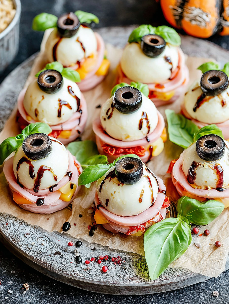 A plate of food with olives and cheese.