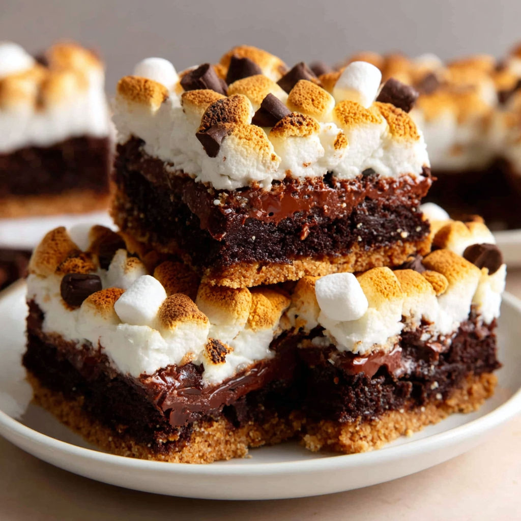 A plate of s'mores brownies.