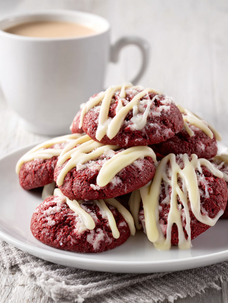 Red velvet cookies with white icing.