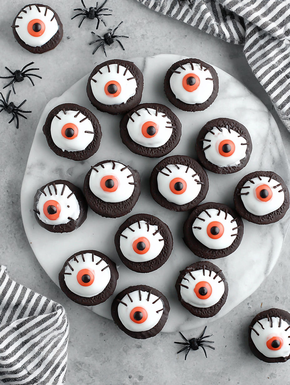 A plate of Oreo Eyeballs.