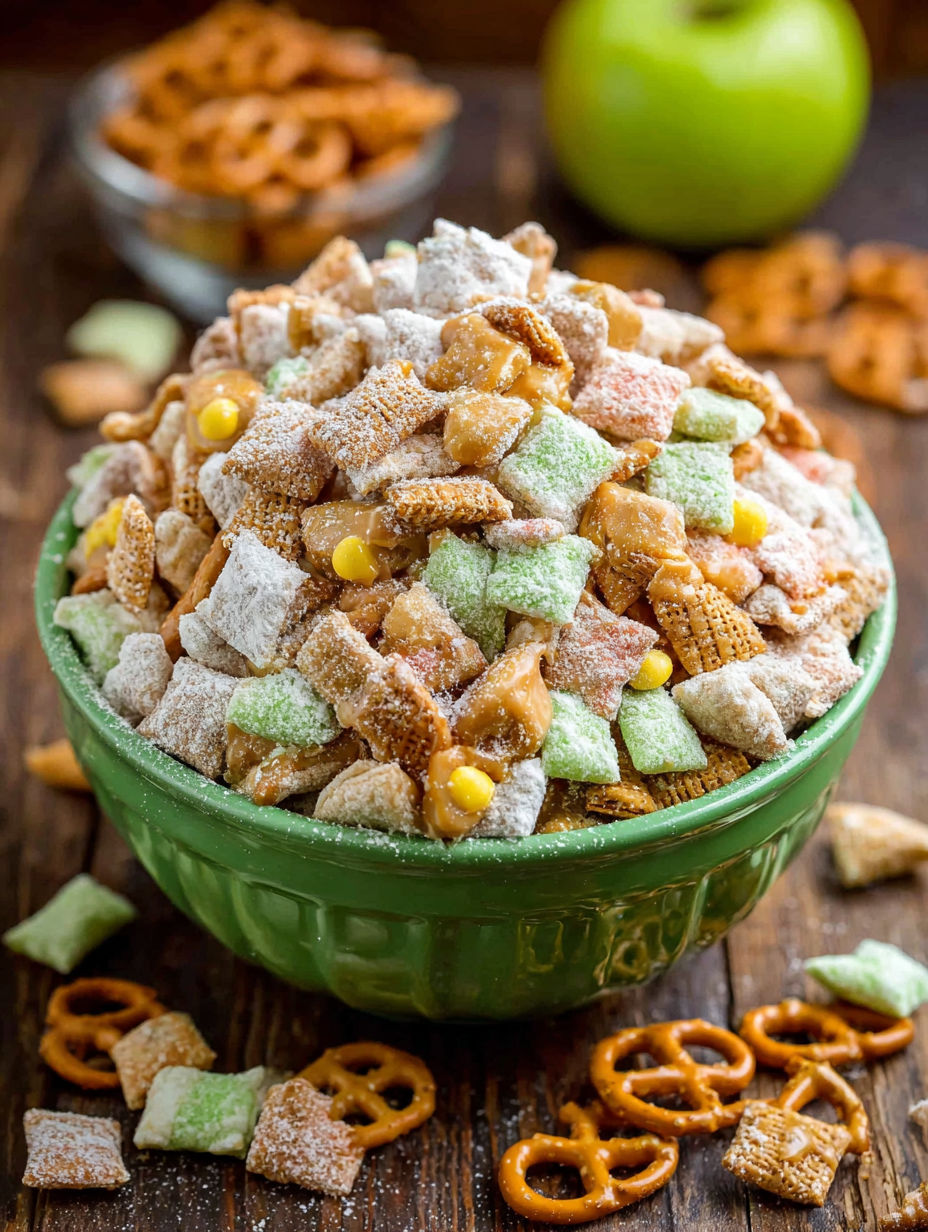 A bowl of Caramel Apple Muddy Buddies.