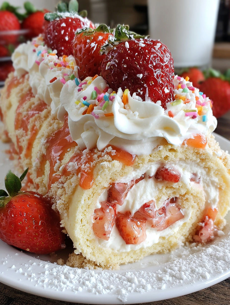 A delicious dessert made with strawberries and cream.