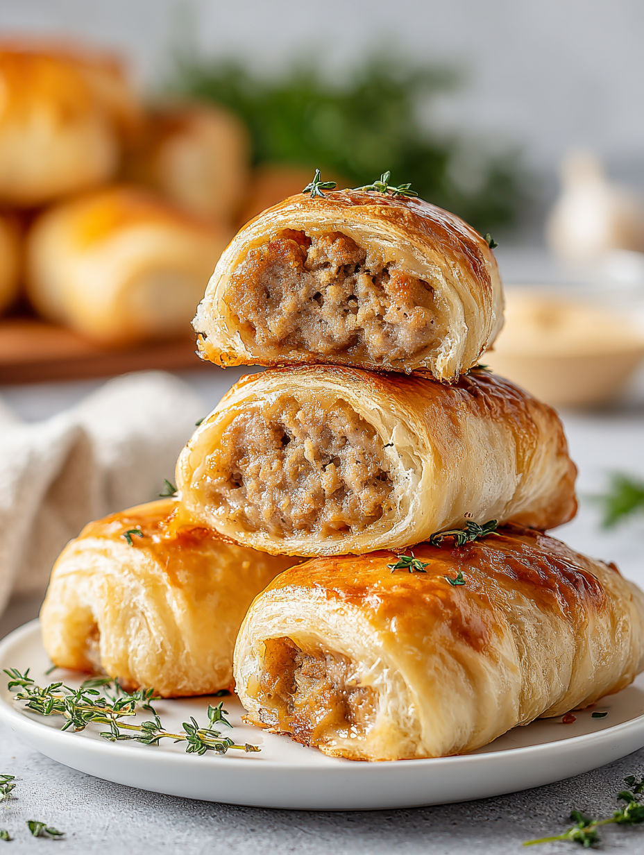 Chicken and apple sausage crescent rolls.