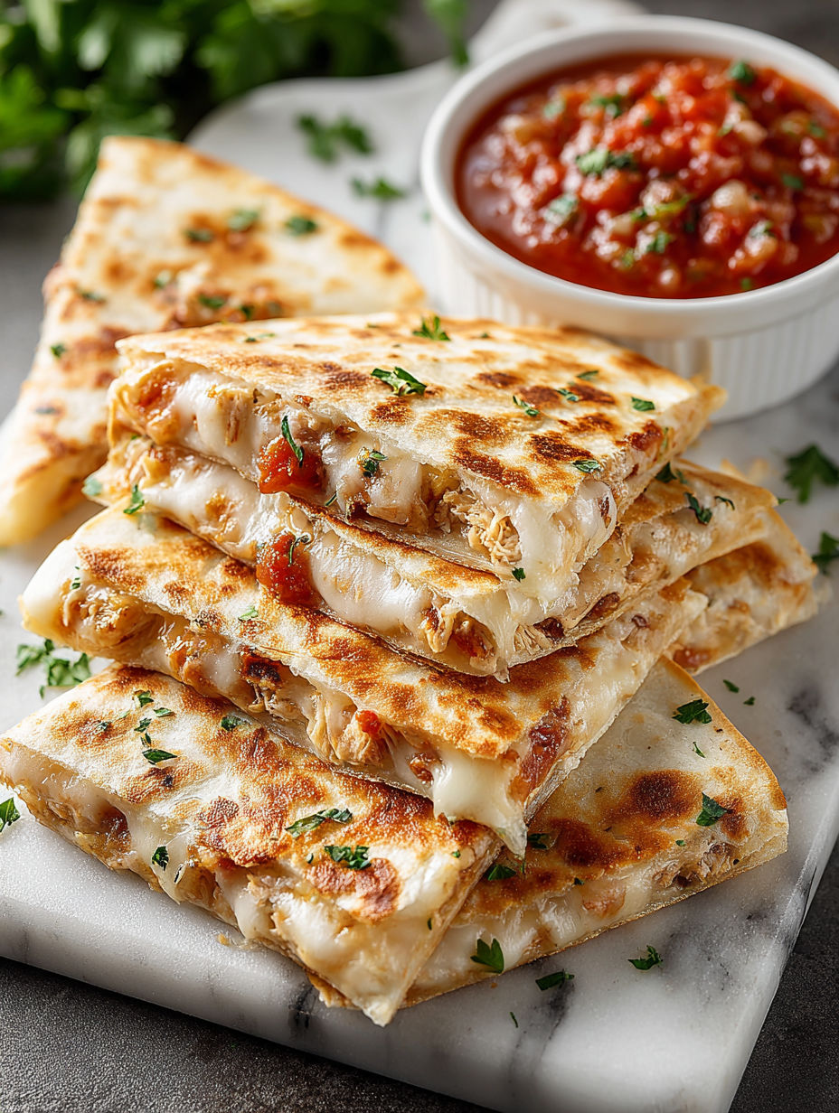 A stack of leftover turkey quesadillas.