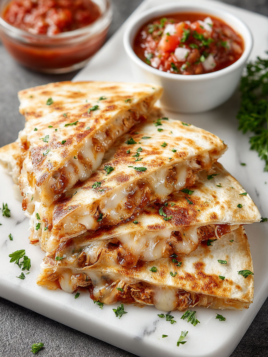 A plate of leftover turkey quesadillas.