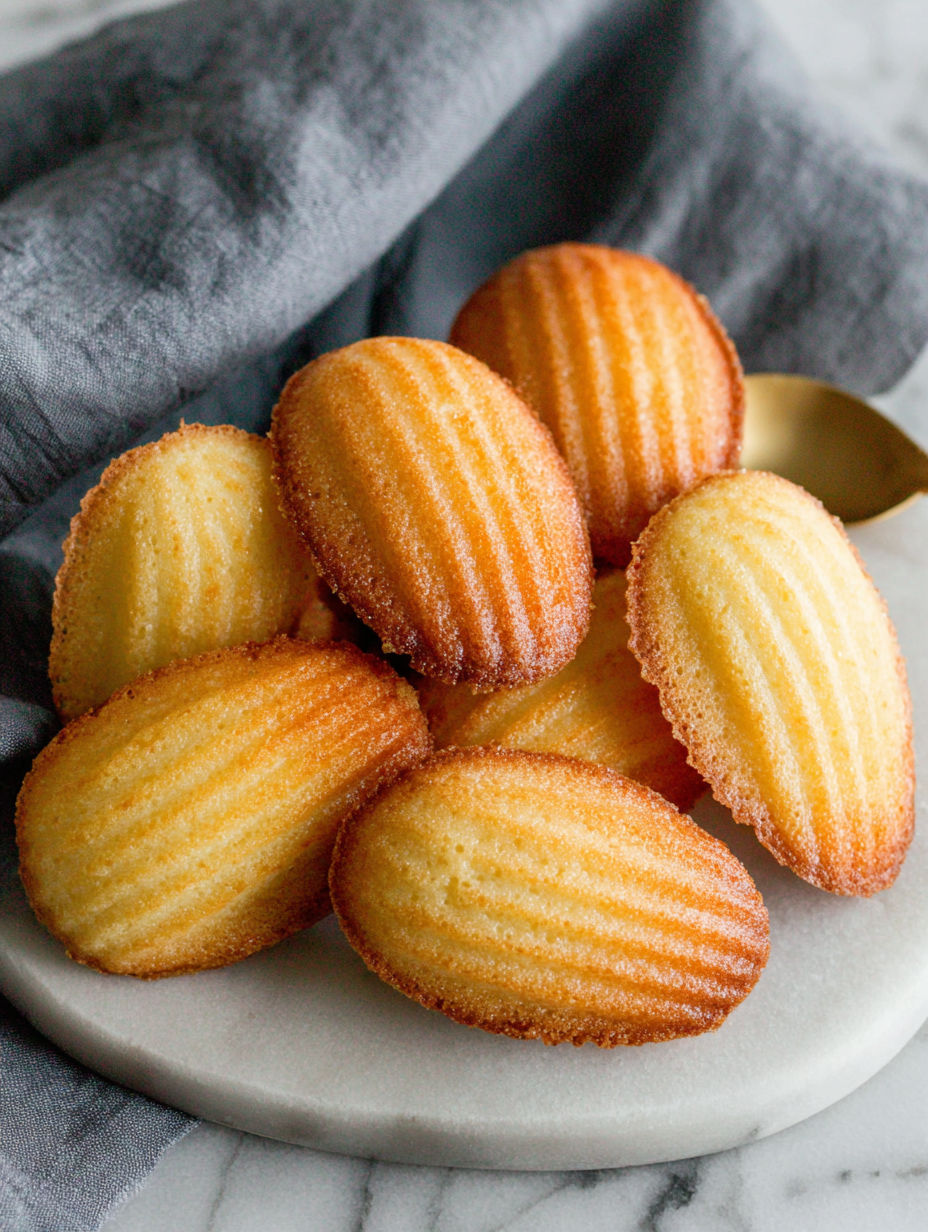 A plate of classic lemon madeleines.