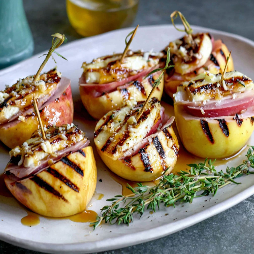 Grilled apples with turkey and honey.