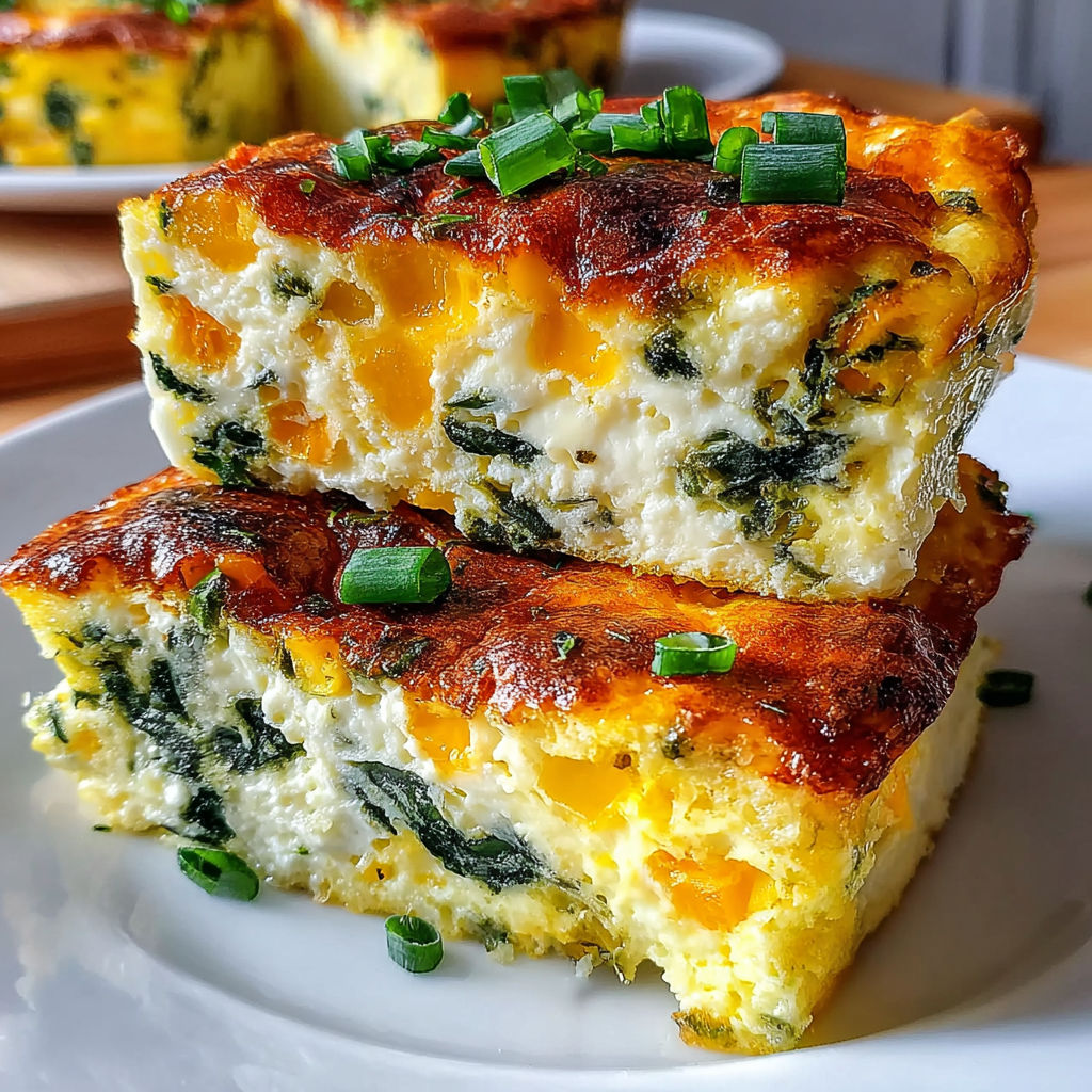 A slice of cottage cheese egg bake.
