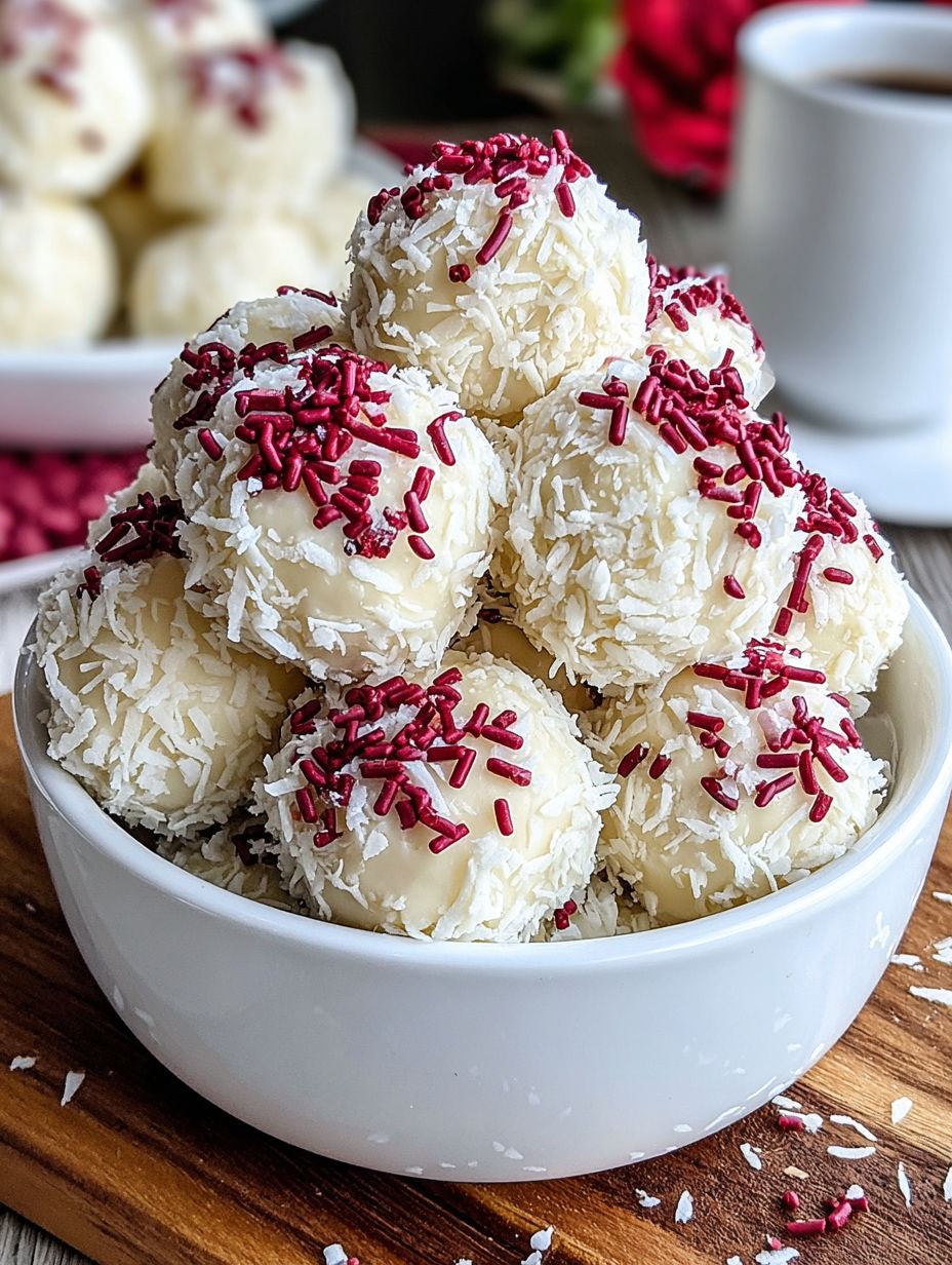 A bowl of coconut cream balls.