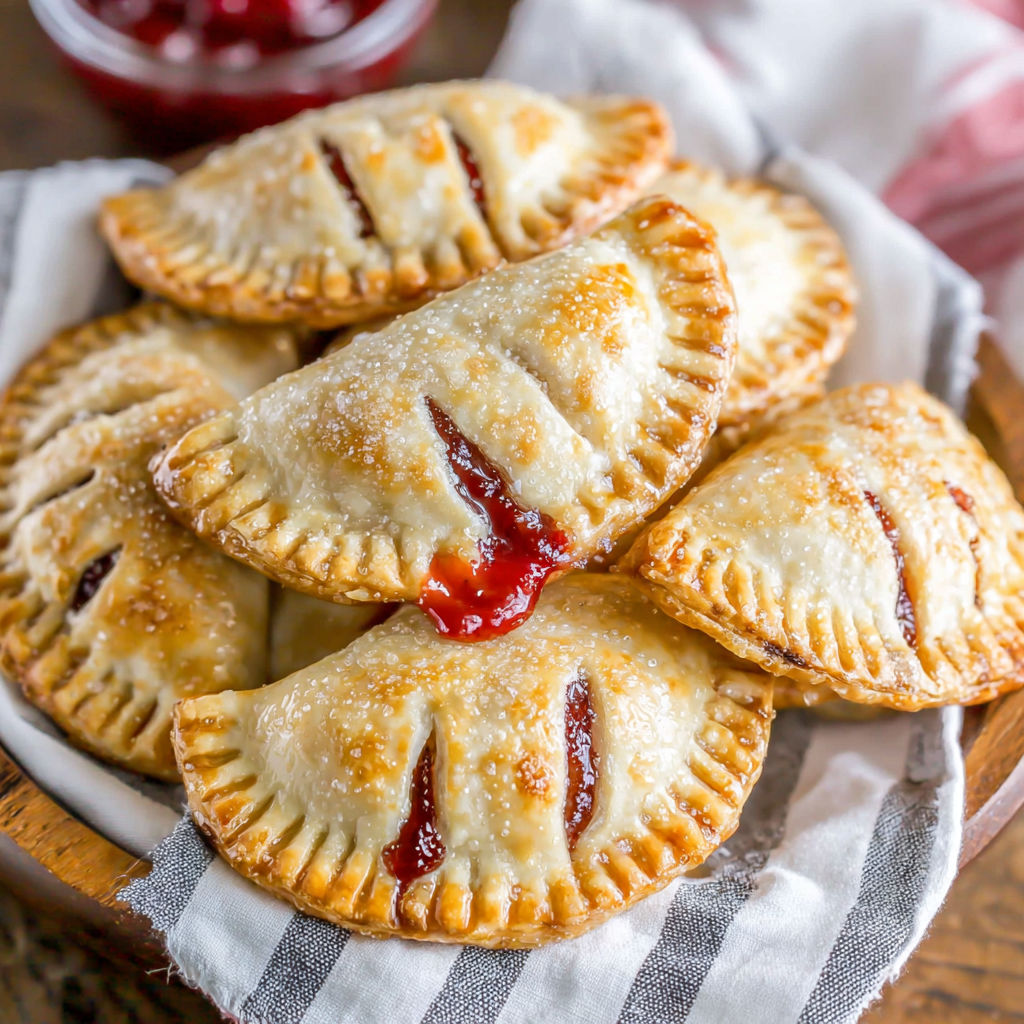 A plate of cherry hand pies.