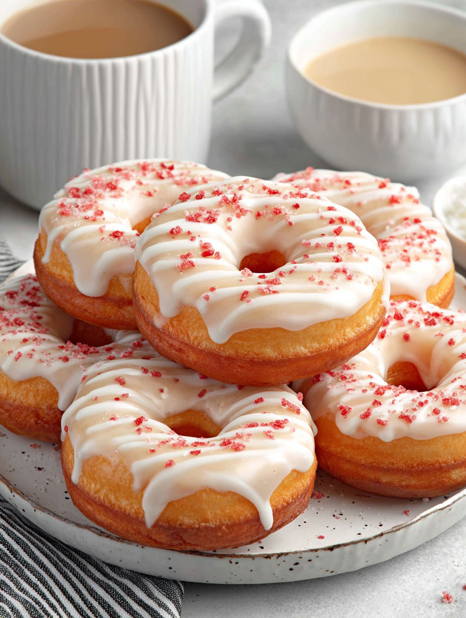A plate of sour cream donuts.