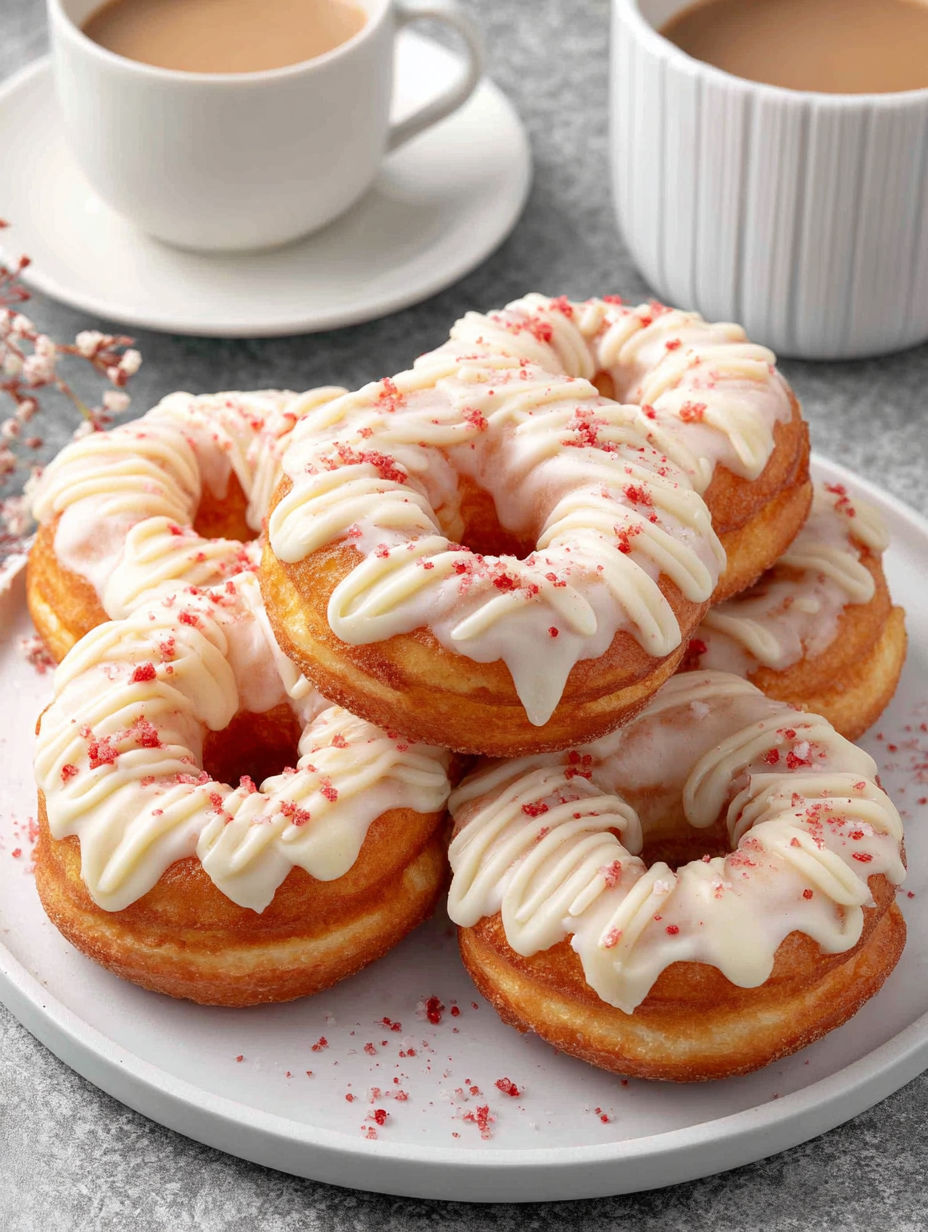 A plate of sour cream donuts.