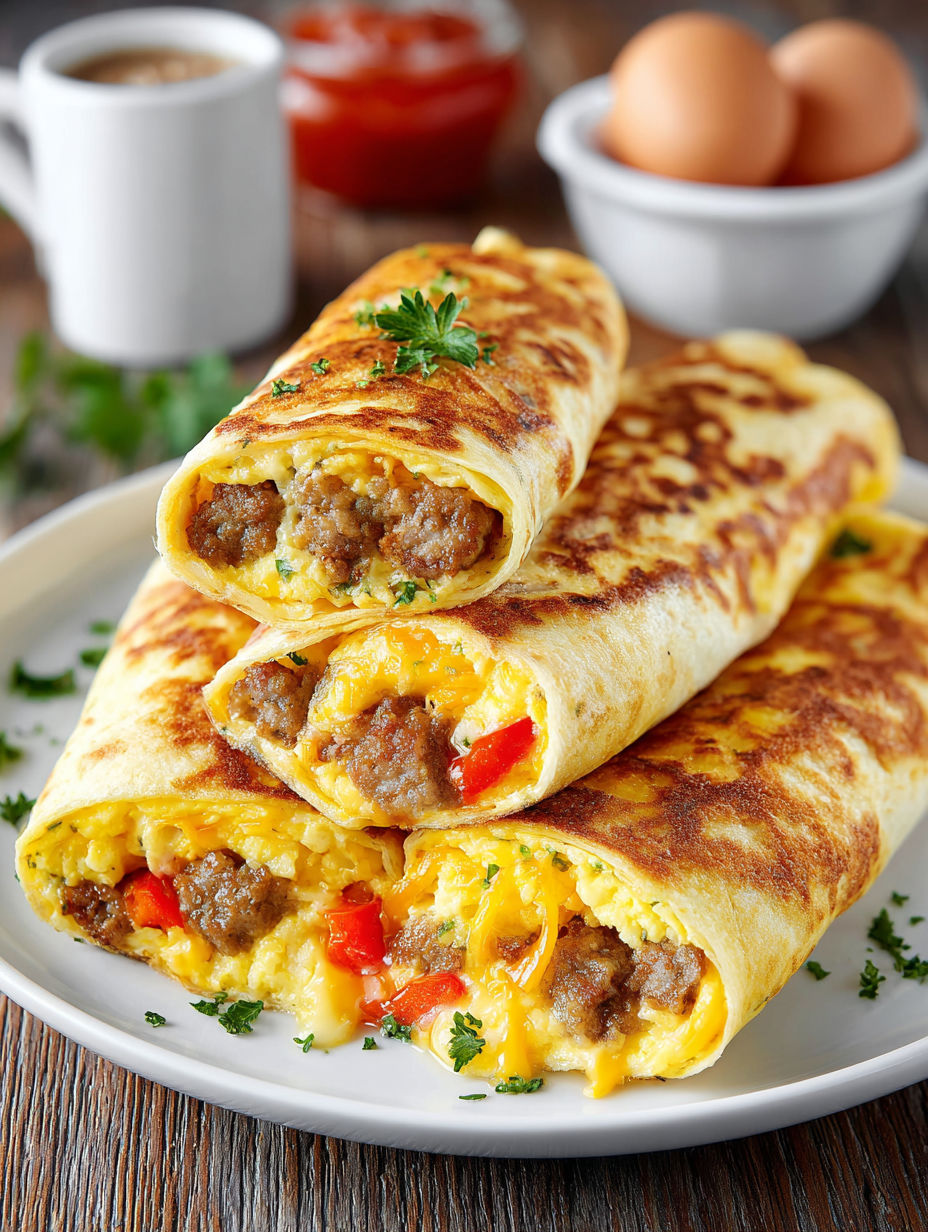 A plate of high protein egg wraps.