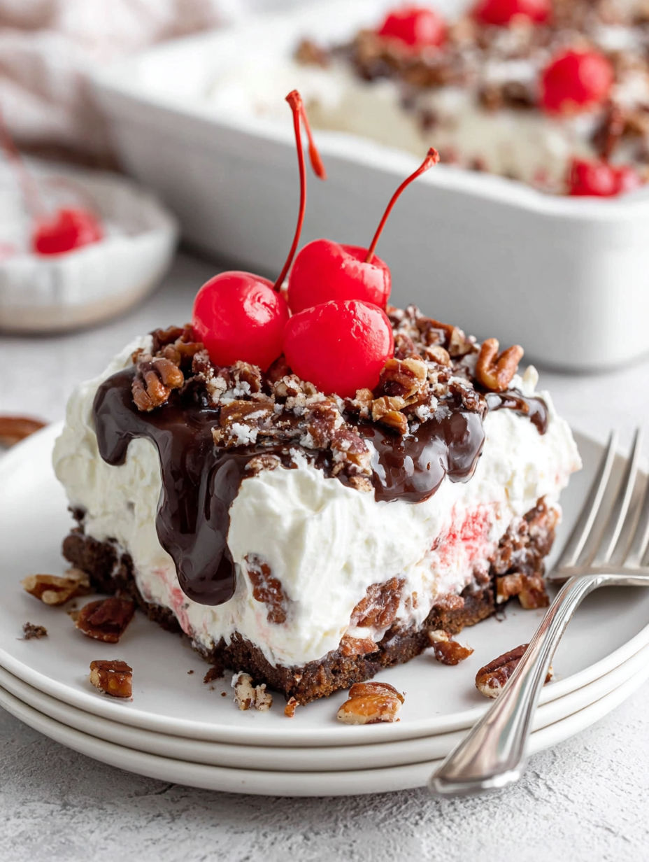A dessert with cherries and walnuts on top.