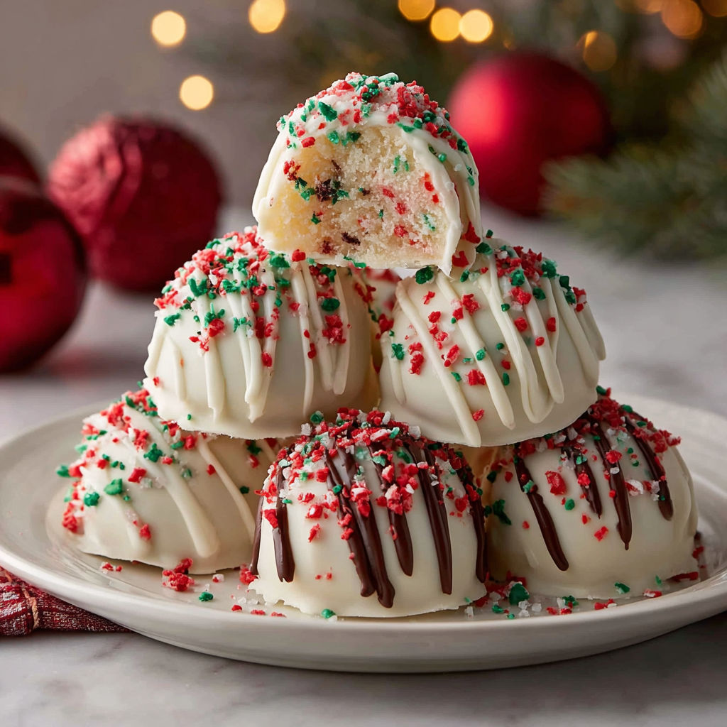 A plate of Christmas tree truffles.