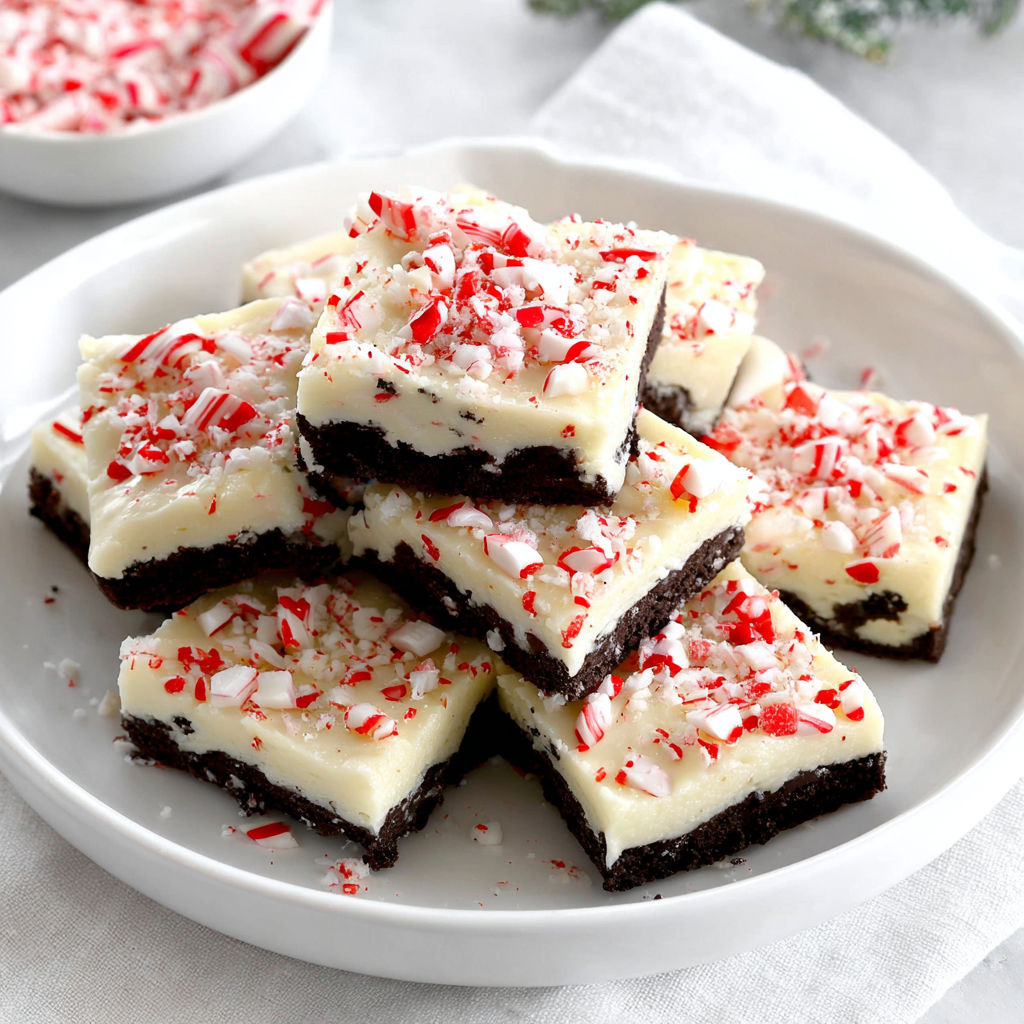 A plate of peppermint bars on a table.