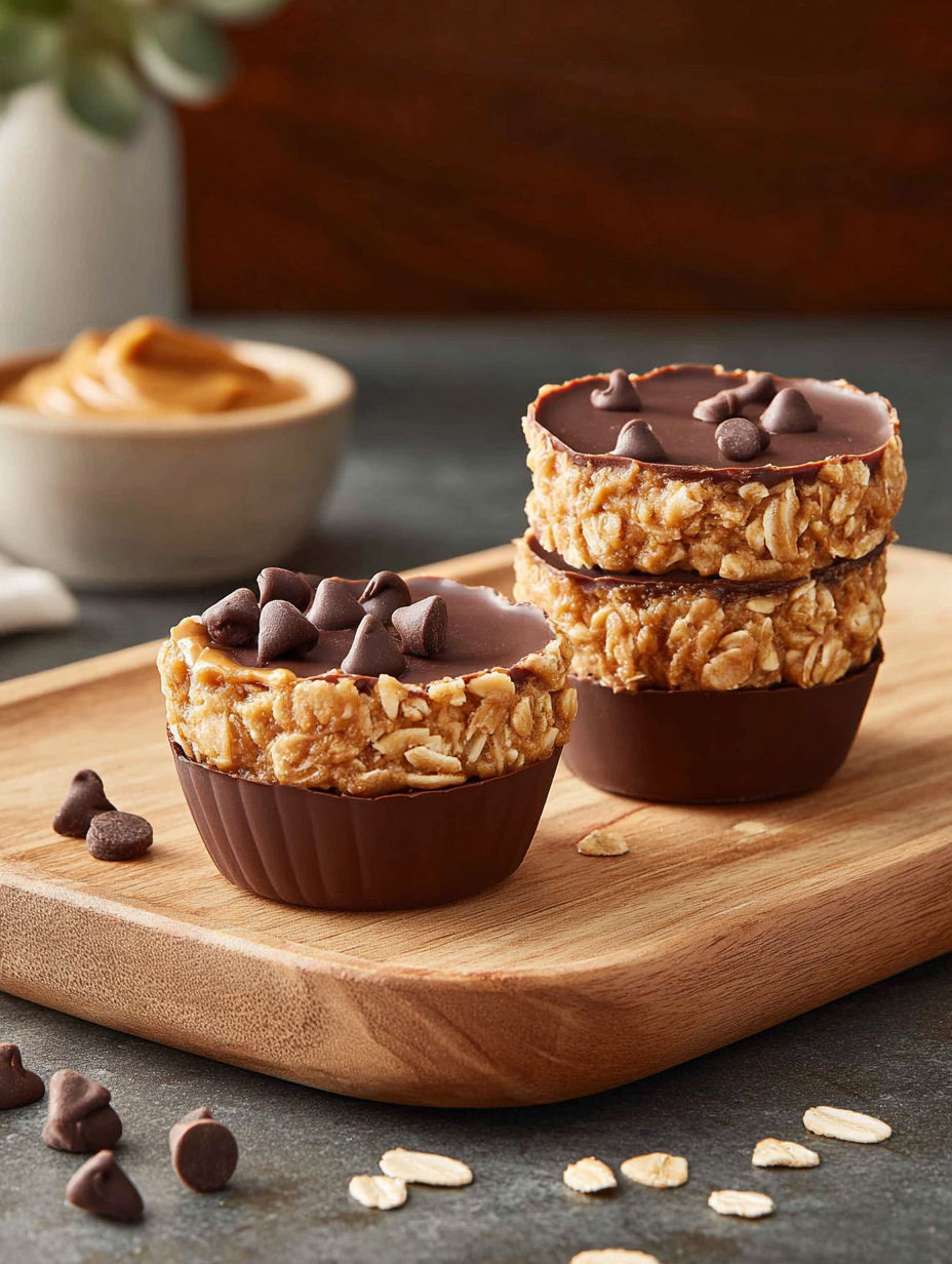 Two cups of peanut butter and oat cups.