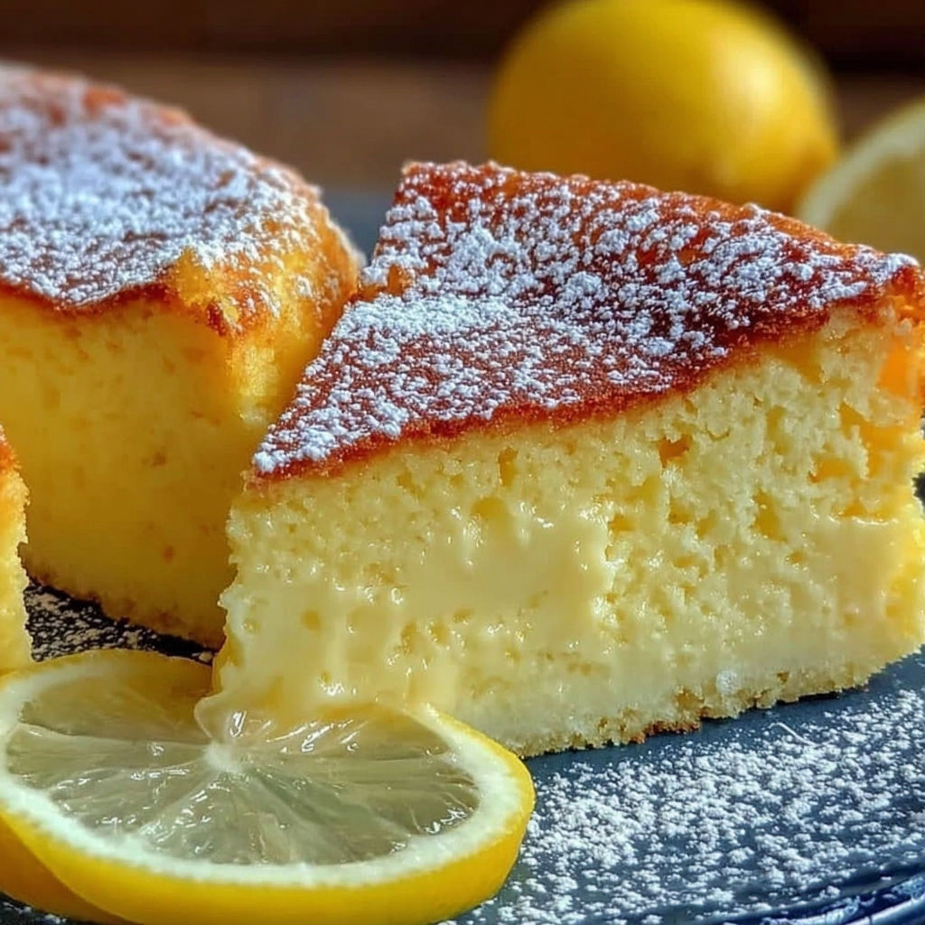 A slice of lemon custard cake.