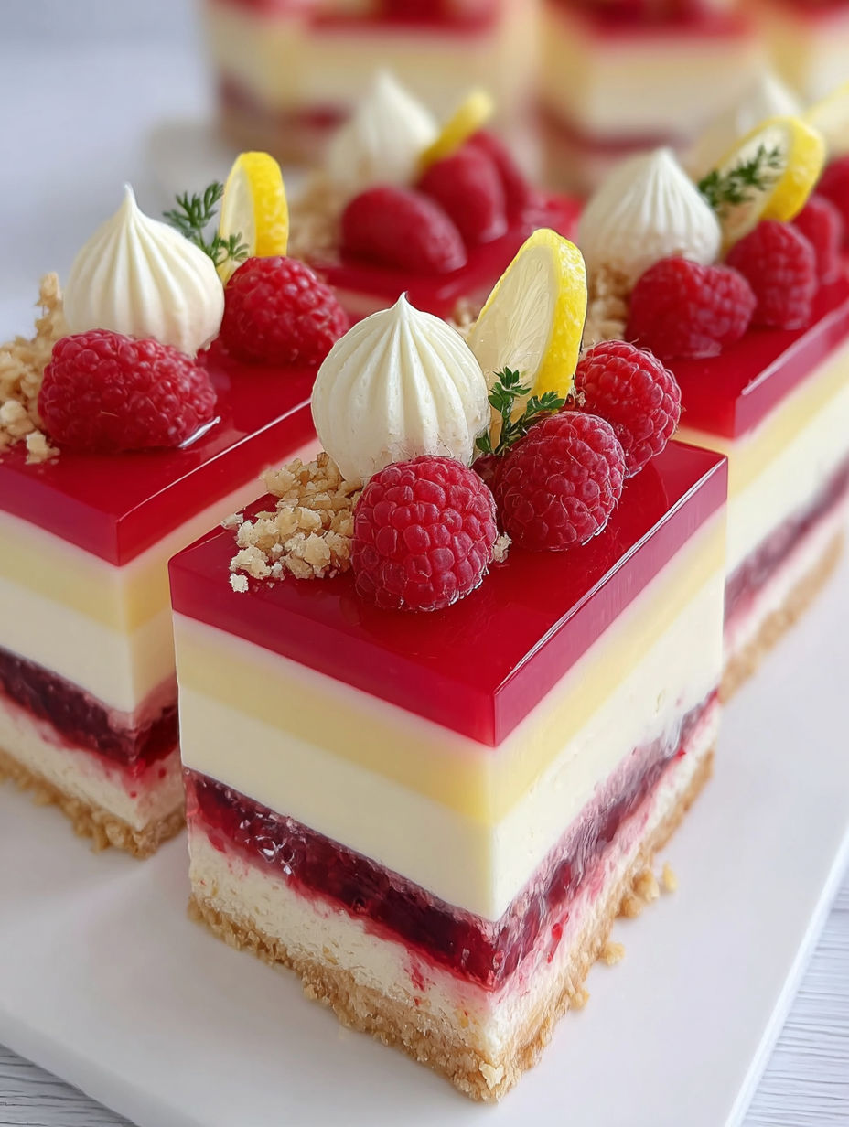 A slice of raspberry lemon cheesecake.