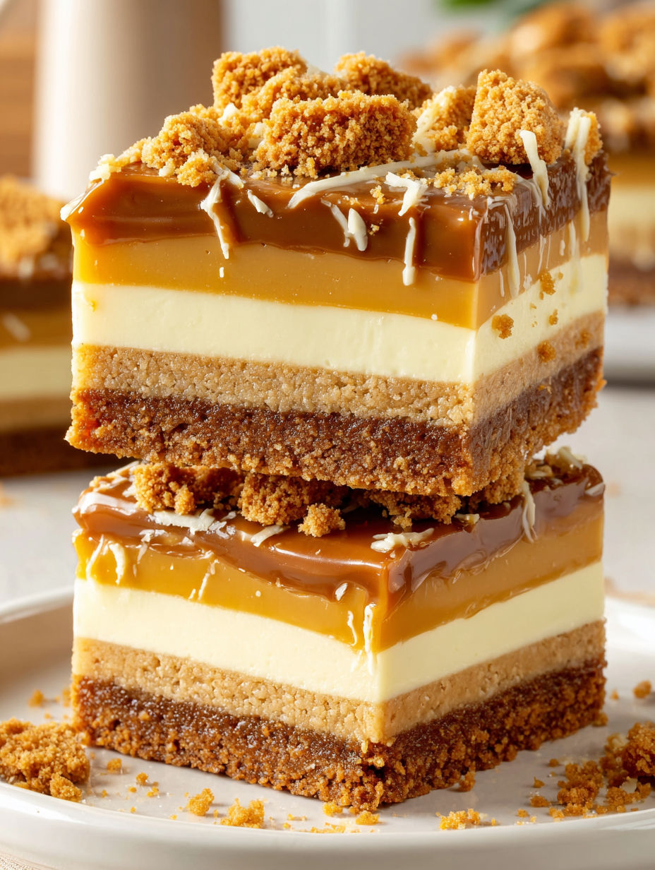 A slice of Biscoff Condensed Milk Cake.