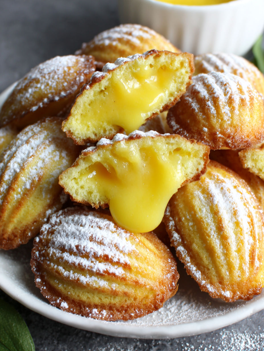 A plate of pastries with a yellow filling.