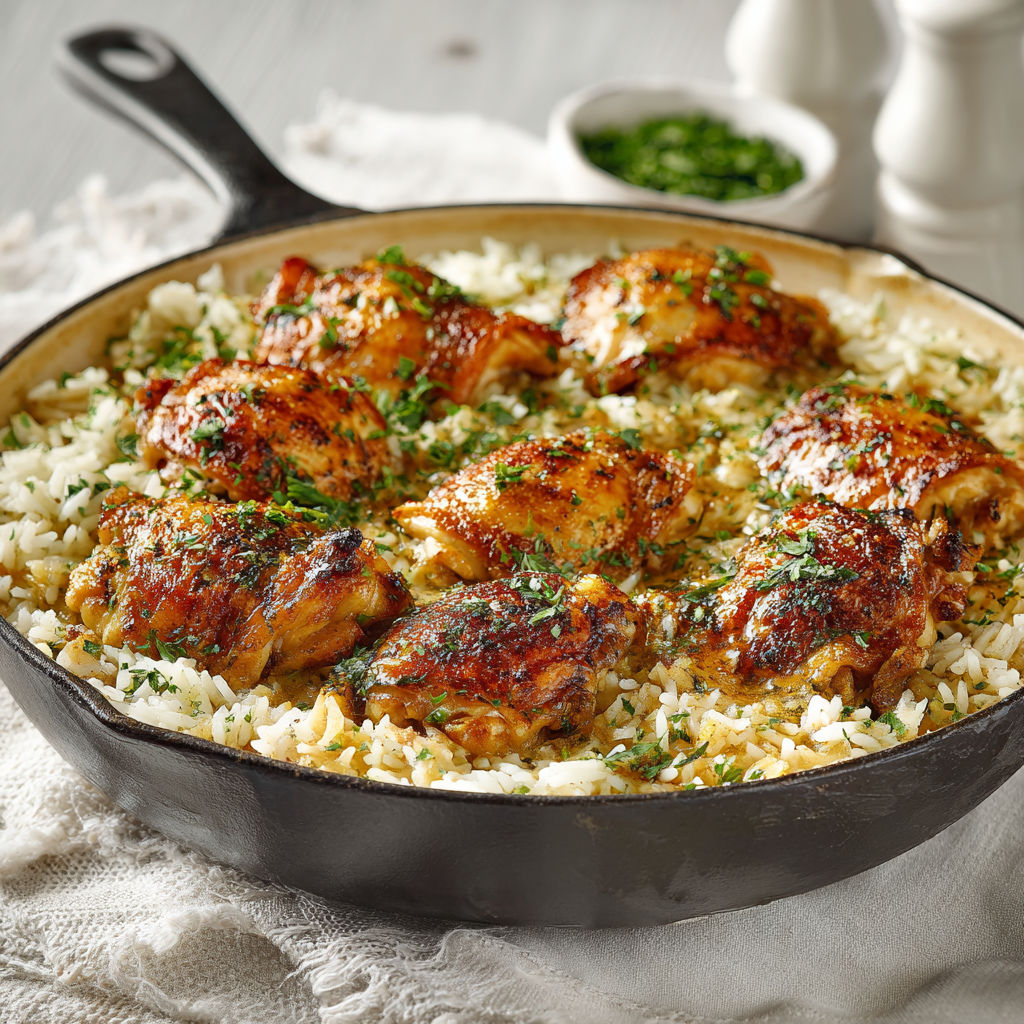 A pan of rice and chicken.