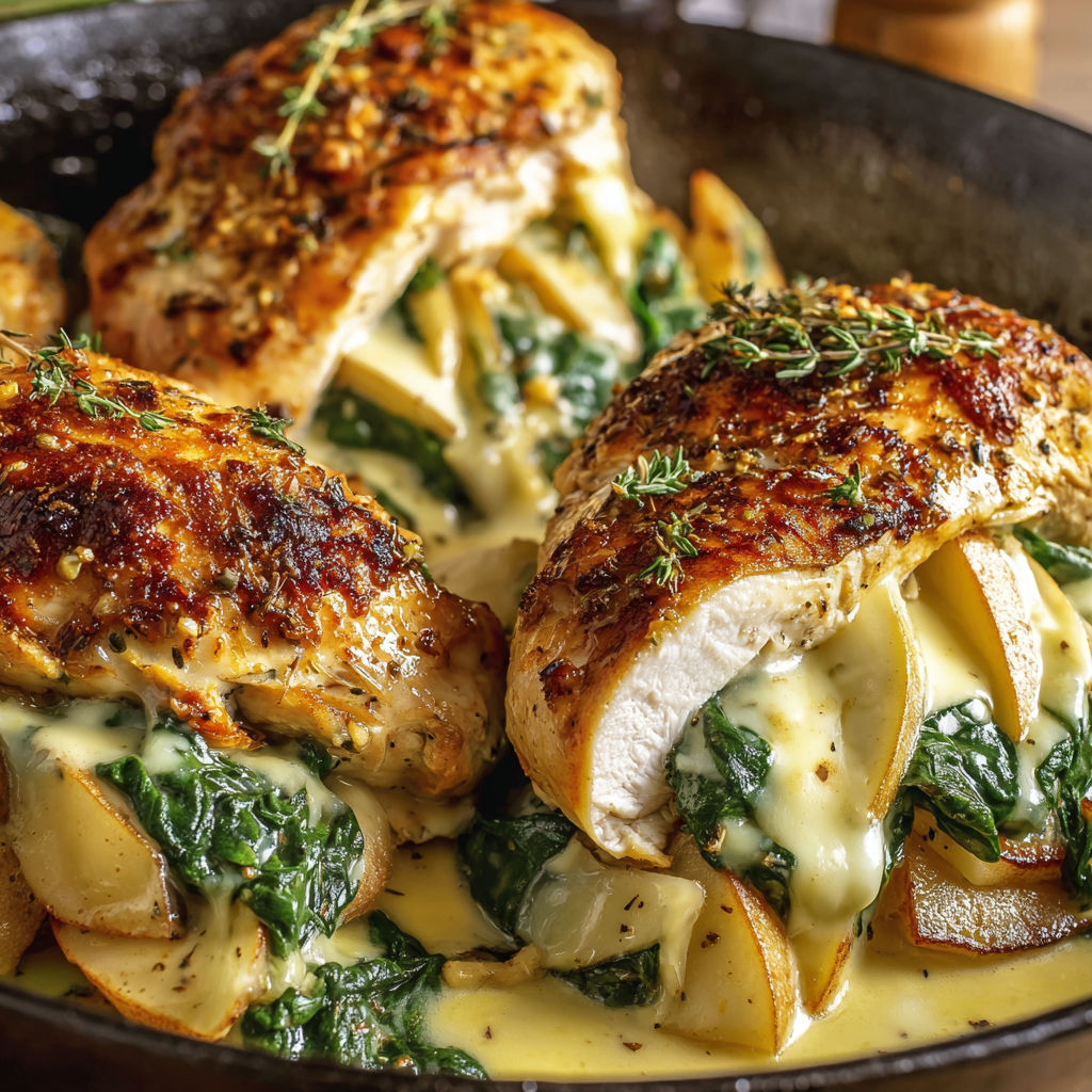 A pan of chicken with a green topping.