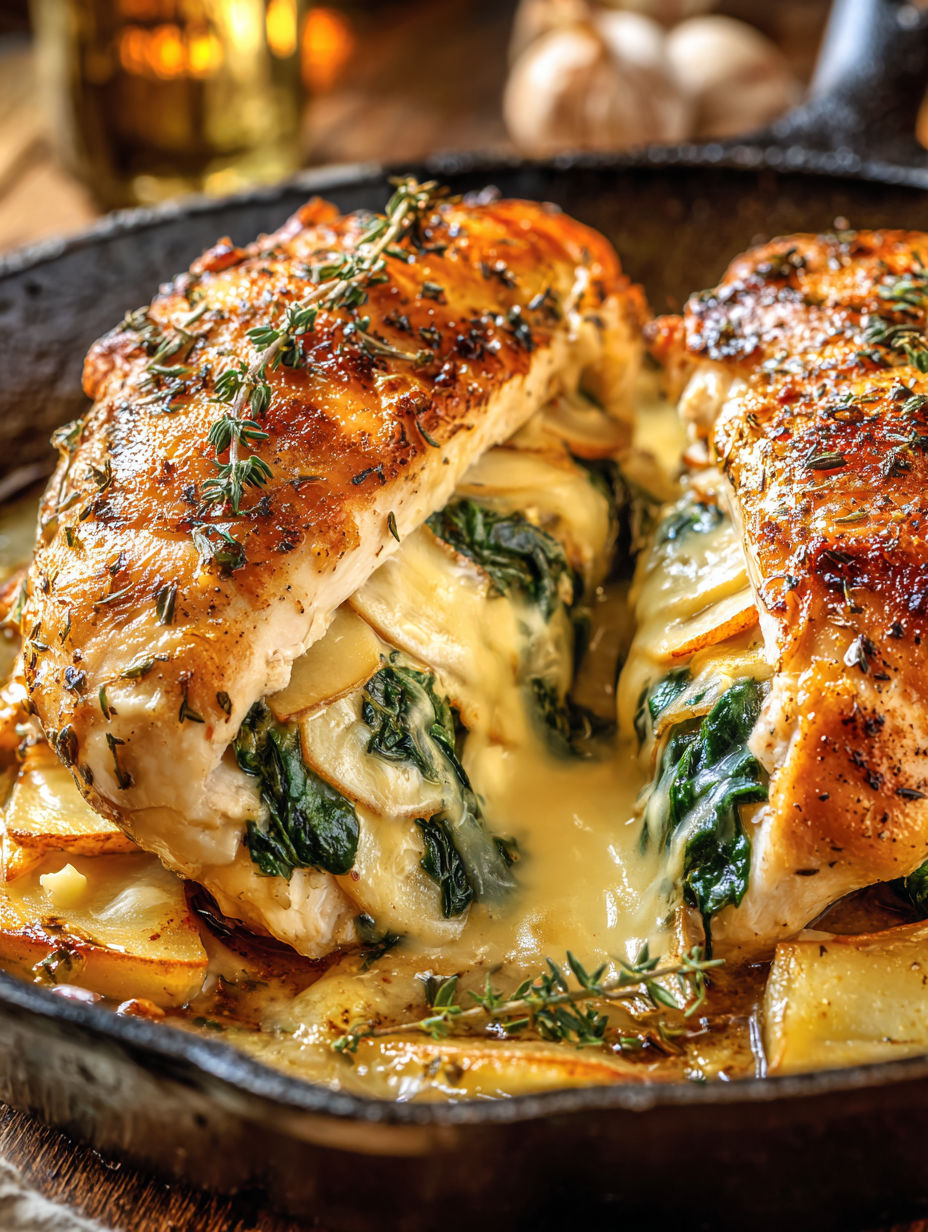 A close up of a piece of chicken with greens on top.