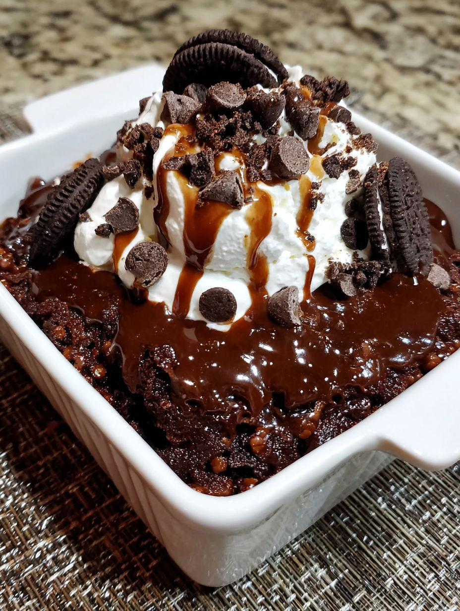 A close up of a delicious chocolate cake with white icing.
