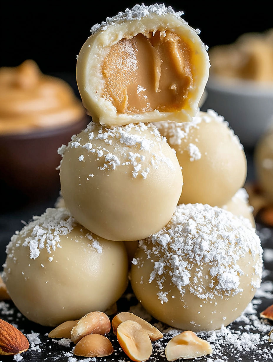 A stack of peanut butter balls.