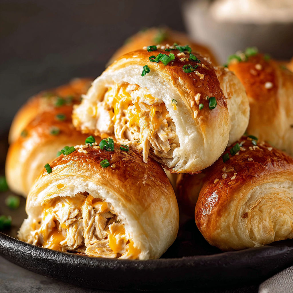 A plate of chicken crescent roll-ups.