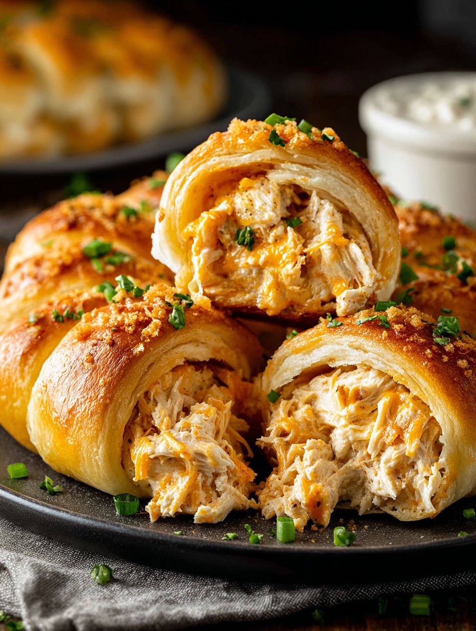 Chicken Crescent Roll-Ups on a plate.