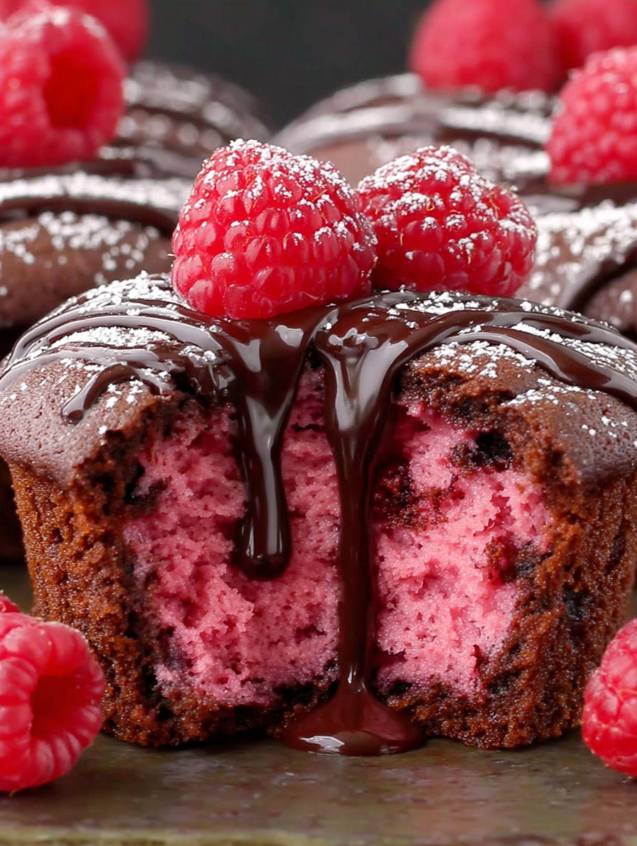 A slice of chocolate cake with raspberries on top.
