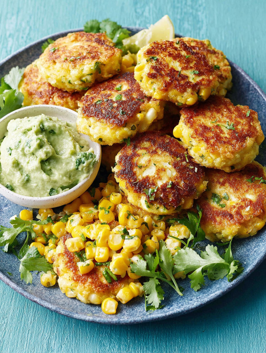 A plate of food with corn and cheese.