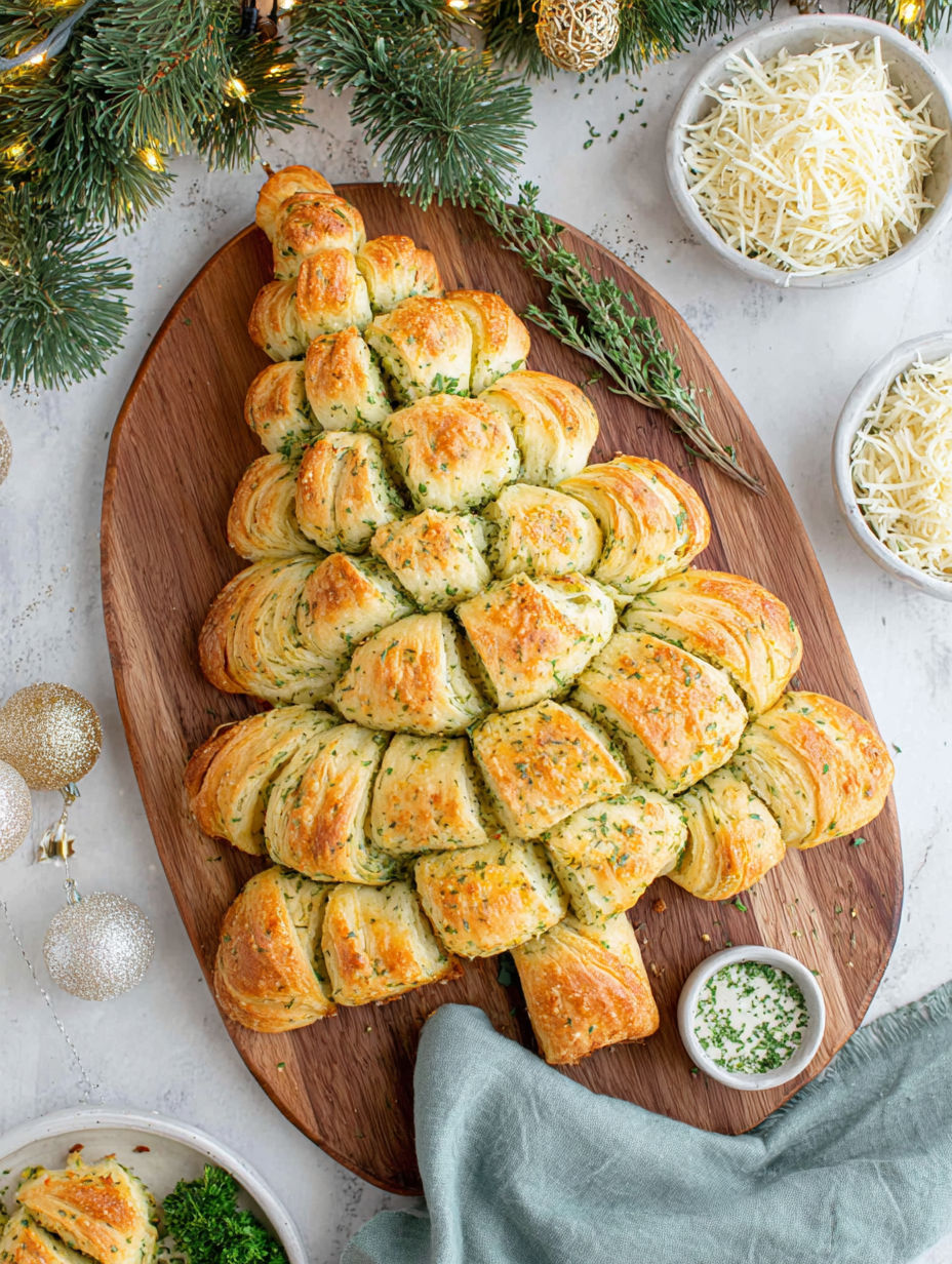 A garlic-herb pull-apart crescent tree.