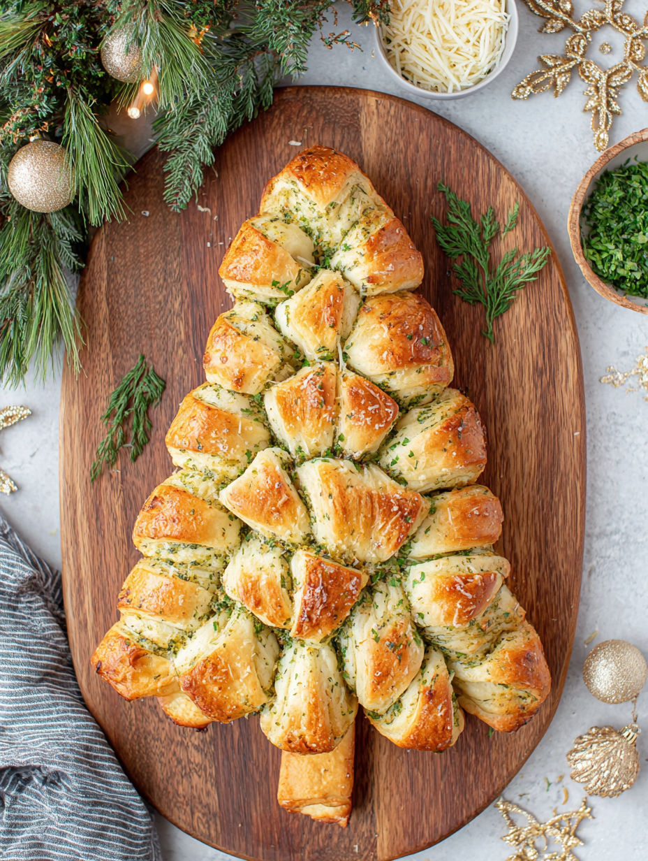 A garlic-herb pull-apart crescent tree.