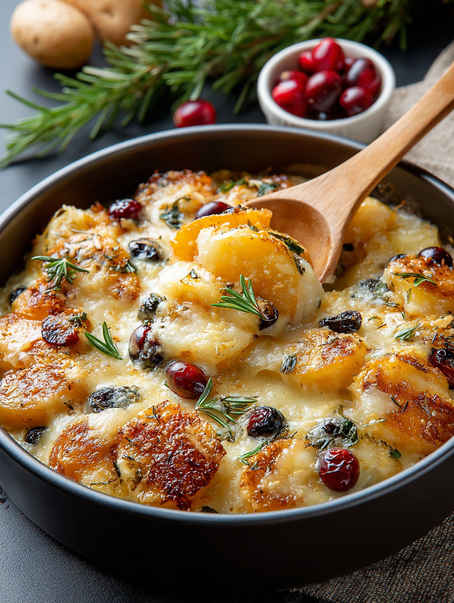 A bowl of food with a wooden spoon in it.