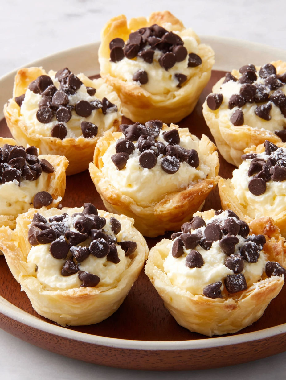 Mini cannoli bites on a plate.