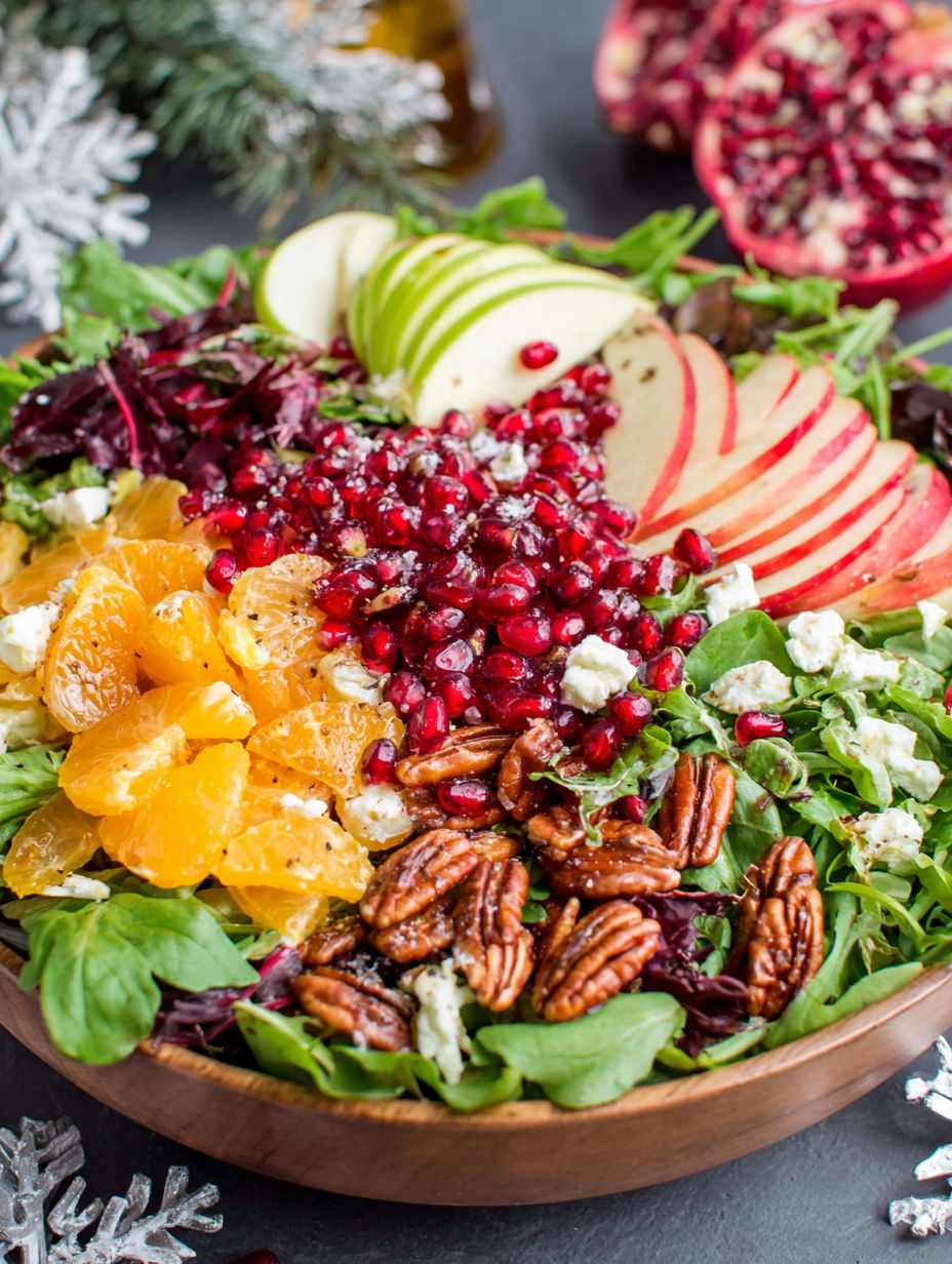A salad with a variety of fruits and vegetables.