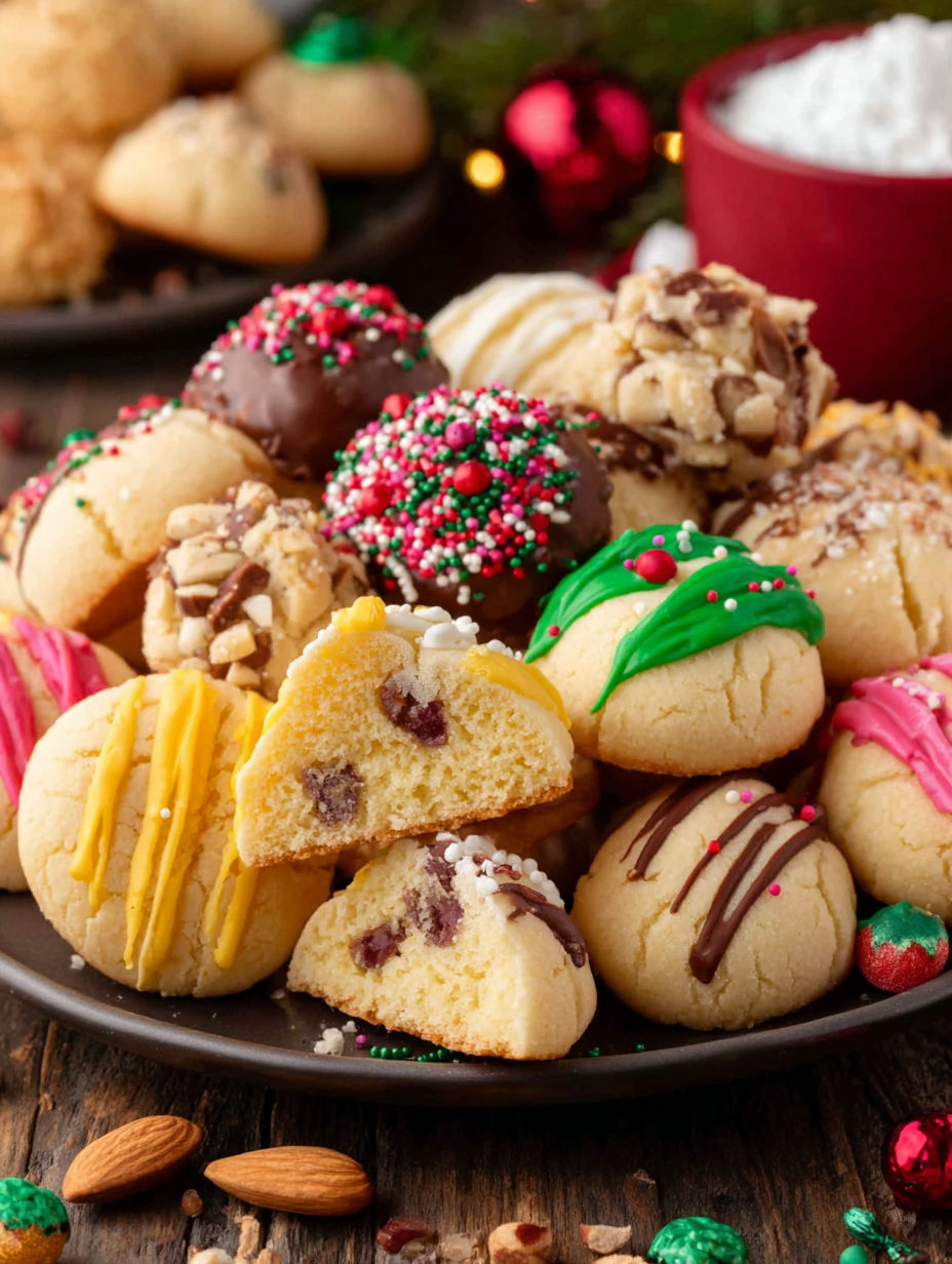 A plate of various cookies and candies.