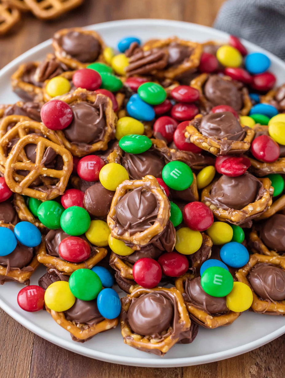 A plate of Rolo Pretzel Bites.